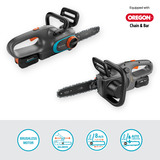 GARDENA Batteridrevet kædesav PowerSaw 250/18V P4A Klar-til-brug sæt, Motorsav grå/Turkis