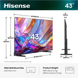 Hisense 43E7S Hi-QLED-tv, QLED TV Sort