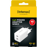 Intenso Power Adapter W40CC GaN, Oplader Hvid