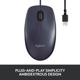 Logitech B100 Optical Usb Mouse f/ Bus mus Ambidextrous USB Type-A Optisk 800 dpi Sort, Ambidextrous, Optisk, USB Type-A, 800 dpi, Sort