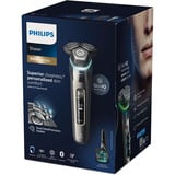 Philips SHAVER Series 9000 S9974/55 Elektrisk shaver til våd og tør barbering med SkinIQ kvarts grå, Rotations shaver, Krom, Dual SteelPrecision blades, GroomTribe, SH91, 2 År