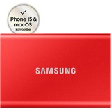 SAMSUNG Portable SSD T7 1000 GB Rød, Solid state-drev Rød, 1000 GB, USB Type-C, 3.2 Gen 2 (3.1 Gen 2), 1050 MB/s, Beskyttelse af adgangskode, Rød