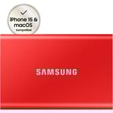SAMSUNG Portable SSD T7 1 TB USB Type-C 3.2 Gen 2 (3.1 Gen 2) Rød, Solid state-drev Rød, 1 TB, USB Type-C, 3.2 Gen 2 (3.1 Gen 2), 1050 MB/s, Beskyttelse af adgangskode, Rød