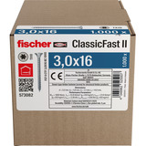 fischer Spånpladeskrue ClassicFast II 3,0x16 forsænket TX 
