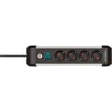 Brennenstuhl Premium Alu-Line strømfordeler 4-vejs, Strømskinne Sort/aluminium