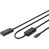 Digitus Aktivt USB 3.2 Gen 1 forlængerledning, USB-C stik > USB-C hunstik Sort