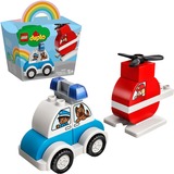LEGO DUPLO Brandslukningshelikopter og politibil, Bygge legetøj Byggesæt, 1,5 År, Plast, 14 stk, 220 g