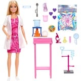 Mattel Barbie-forskerdukke og tilbehør med blond modedukke, laboratoriebord og farveskiftende tilbehør laboratoriebord og farveskiftende tilbehør, Mode dukke, Hunstik, 3 År, Dreng/Pige, 85 mm, 40 g