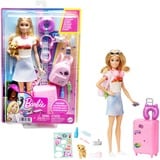 Mattel Dreamhouse Adventures Barbie-dukke og tilbehør, "Malibu" rejsesæt med hundehvalp og over 10 dele inklusive funktionel kuffert "Malibu" rejsesæt med hundehvalp og over 10 dele inklusive funktionel kuffert, Mode dukke, Hunstik, 3 År, Pige, 294 mm, 300 g