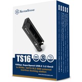 SilverStone TS16 SSD kabinet Sort M.2, Drev kabinet Sort, SSD kabinet, M.2, Serial ATA III, 10 Gbit/sek., USB-tilslutning, Sort