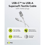 goobay Supersoft USB 2.0 tekstilkabel, USB-A stik > USB-C stik Hvid