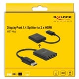 DeLOCK 87769 video-splitter DisplayPort 2x HDMI, HDMI splitter Sort, DisplayPort, 2x HDMI, 3840 x 2160 pixel, Sort, Plast, 1.4/2.2