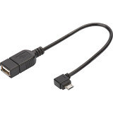 Digitus USB 2.0 adapter, Micro USB stik 90° > USB-A stikdåse Sort