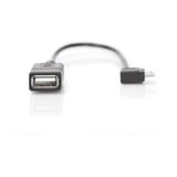 Digitus USB 2.0 adapter, Micro USB stik 90° > USB-A stikdåse Sort