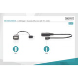 Digitus USB 2.0 adapter, Micro USB stik 90° > USB-A stikdåse Sort