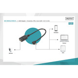 Digitus USB 2.0 adapter, Micro USB stik 90° > USB-A stikdåse Sort