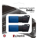 Kingston DTXM/64GB-2P, USB-stik Blå/Sort