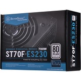 SilverStone ST70F-ES230 enhed til strømforsyning 700 W 20+4 pin ATX ATX Sort, PC strømforsyning Sort, 700 W, 180 - 264 V, 47 - 63 Hz, 5 A, Aktiv, 130 W