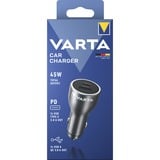VARTA Oplader biloplader KFZ, USB-A + USB-C, 45 watt Sort