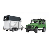 bruder Land Rover Defender med hestetrailer og en hest 02592, Model køretøj Offroad bil model, 3 År, Acrylonitrilbutadienstyren, Flerfarvet