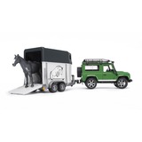 bruder Land Rover Defender med hestetrailer og en hest 02592, Model køretøj Offroad bil model, 3 År, Acrylonitrilbutadienstyren, Flerfarvet