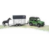 bruder Land Rover Defender med hestetrailer og en hest 02592, Model køretøj Offroad bil model, 3 År, Acrylonitrilbutadienstyren, Flerfarvet