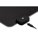 Corsair MM700 RGB Gaming musemåtte Sort, Gaming Mus pad Sort, Sort, Monokromatisk, Gummi, USB-drevet, Skridsikker bund, Gaming musemåtte