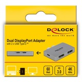 DeLOCK 64001 videokabel adapter 2 x USB Type-C 2 x DisplayPort Grå grå, 2 x USB Type-C, 2 x DisplayPort, Hanstik, Hunstik, Lige, Lige