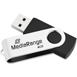 MediaRange USB 2.0 4GB, USB-stik Sort/Sølv