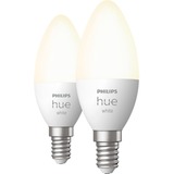 Philips Hue E14 dobbeltpakke, LED-lampe Philips Hvide Hue pærer E14 dobbeltpakke, Smart pære, Hvid, Bluetooth/Zigbee, Integreret LED, E14, Varm hvid