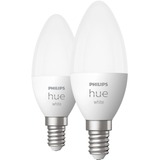 Philips Hue Kerte - E14 pærer - 2-pak, LED-lampe Philips Hvide Hue pærer Kerte - E14 pærer - 2-pak, Smart pære, Hvid, Bluetooth/Zigbee, Integreret LED, E14, Varm hvid