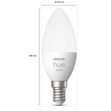 Philips Hue Kerte - E14 pærer - 2-pak, LED-lampe Philips Hvide Hue pærer Kerte - E14 pærer - 2-pak, Smart pære, Hvid, Bluetooth/Zigbee, Integreret LED, E14, Varm hvid