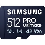 Samsung MB-MY512S 512 GB MicroSDXC UHS-I, Hukommelseskort mørkeblå, 512 GB, MicroSDXC, UHS-I, 200 MB/s, 130 MB/s, Class 3 (U3)