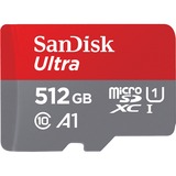 SanDisk Ultra hukommelseskort 512 GB MicroSDXC Klasse 10 512 GB, MicroSDXC, Klasse 10, 120 MB/s, Class 1 (U1), Grå, Rød