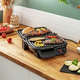 Tefal Ultra Compact 600 Classic GC3050, Kontaktgrill Sølv/Sort, Sort, Metallic, Titanium, Rustfrit stål, Rektangulær, Stegeplade, 600 cm², Hængslet låg, Fastlåsningslåg