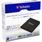 Verbatim 43888 optisk diskdrev Blu-Ray DVD Combo Sort, eksterne Blu-ray brænder Sort, Sort, Top, Notebook, Blu-Ray DVD Combo, Serial ATA III, BD, BD-R, BD-R DL, CD, DVD