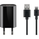 goobay USB-C opladningssæt 5 Watt, Oplader Sort