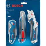 Bosch 1 600 A02 7M4 hobbykniv Blå, Rustfrit stål Foldekniv, Gulvtæppe kniv Blå, Blister, 3 stk