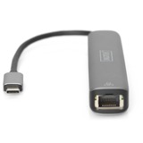 Digitus DA-70892 interface hub USB Type-C 5000 Mbit/s Grå, Docking station aluminium, USB Type-C, HDMI, RJ-45, USB 3.2 Gen 1 (3.1 Gen 1) Type-A, 1.4b, 5000 Mbit/s, 3840 x 2160 pixel, Grå