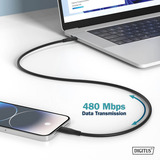 Digitus USB 2.0 silikone tilslutningskabel USB-C > USB-C Sort