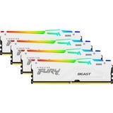 Kingston FURY FURY Beast 128 GB 5600 MT/s DDR5 CL40 DIMM (sæt med 4) White RGB XMP, Hukommelse Hvid, 128 GB, 4 x 32 GB, DDR5, 288-pin DIMM