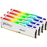 Kingston FURY FURY Beast 128 GB 5600 MT/s DDR5 CL40 DIMM (sæt med 4) White RGB XMP, Hukommelse Hvid, 128 GB, 4 x 32 GB, DDR5, 288-pin DIMM