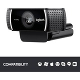 Logitech C922 Pro Stream webcam 1920 x 1080 pixel USB Sort Sort, 1920 x 1080 pixel, Fuld HD, 60 fps, 1280x720@60fps, 1920x1080@30fps, 720p, 1080p, H.264