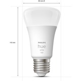 Philips Hue Startsæt: 2 x E27 pærer (1100lm), LED-lampe Philips Hvide Hue pærer Startsæt: 2 x E27 pærer (1100lm), Intelligent belysningssæt, Hvid, Bluetooth/Zigbee, LED, E27, Blød hvid