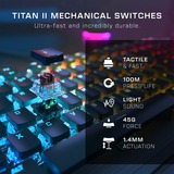Turtle Beach Vulcan II tastatur Spil USB Tysk Sort, Gaming-tastatur aluminium (brushed)/Sort, DE-layout, TITAN II Brown, Fuld størrelse (100 %), Ledningsført, USB, Mekanisk, RGB LED, Sort