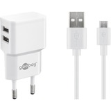 goobay Micro-USB dobbelt opladesæt 18 Watt, Oplader Hvid