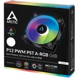 ARCTIC P12 PWM PST A-RGB 0dB Computerkabinet Ventilator 12 cm Sort, Hvid 1 stk, Sag fan Sort, Ventilator, 12 cm, 2000 rpm, 48,8 kubikfod/min., 82,91 m³/t, Sort, Hvid