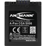 Ansmann Li-Ion battery packs A-PAN CGA S006 Lithium-Ion (Li-Ion) 800 mAh, Kamera batteri 800 mAh, 7,4 V, Lithium-Ion (Li-Ion)