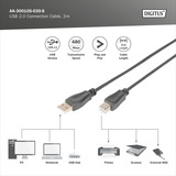 Digitus AK-300105-030-S, Kabel Sort