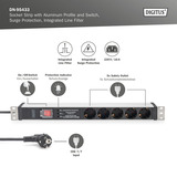 Digitus DN-95433, Strømskinne Sort/aluminium